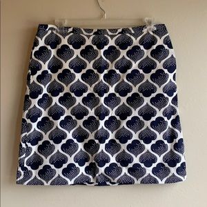 Navy blue and white cotton patterned skirt